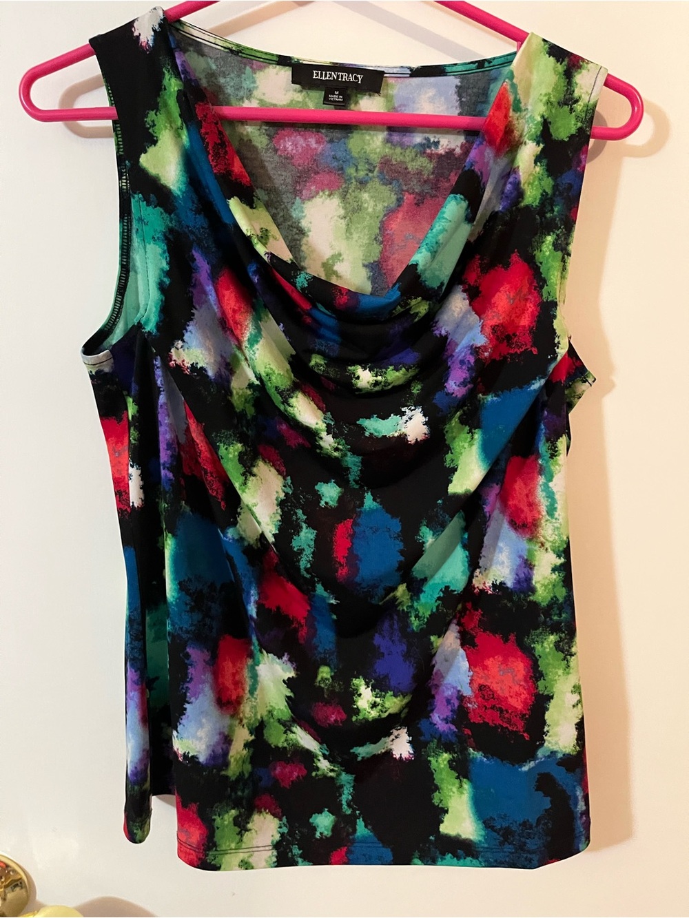 Ellen Tracy medium Multi-Color Cowl Neck Sleeveless Top